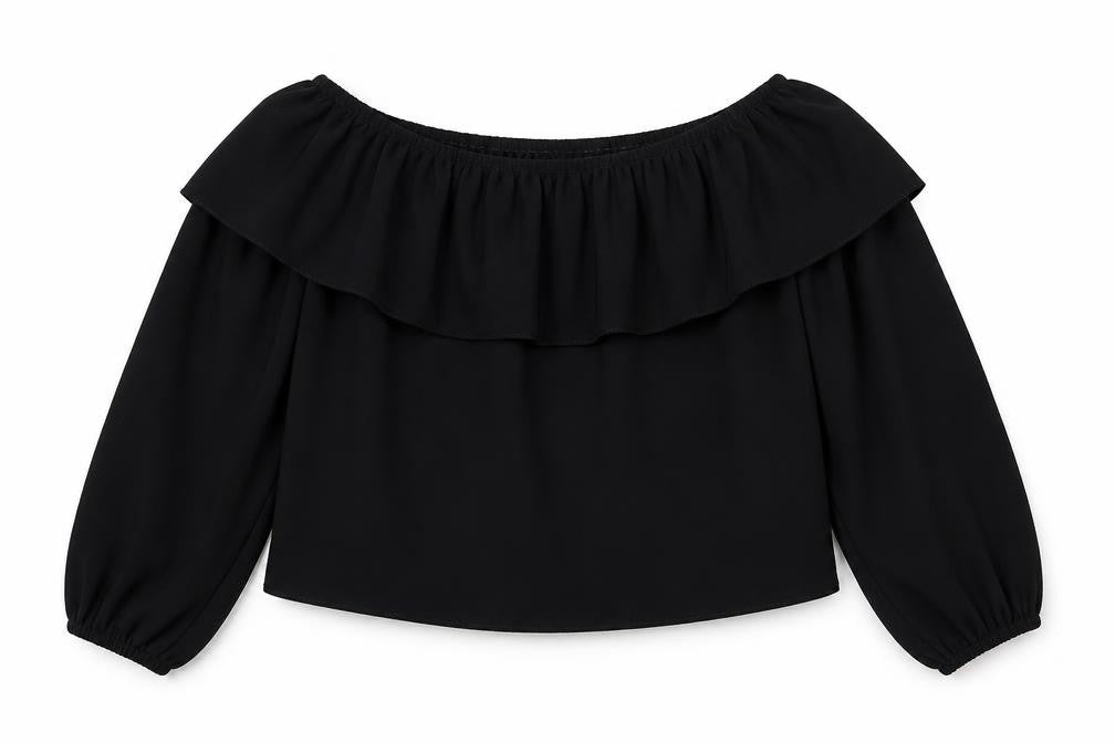 New Look  Womens Black  Polyester Cropped Blouse Size 8 Off the Shoulder