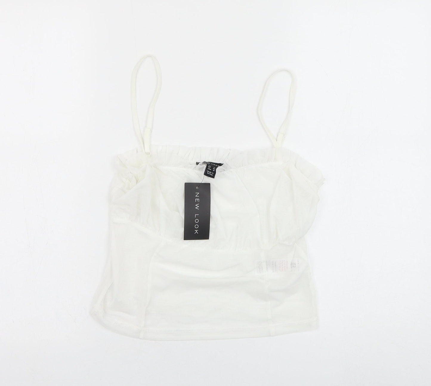 New Look Womens White  Polyester Cropped Tank Size 14 Square Neck