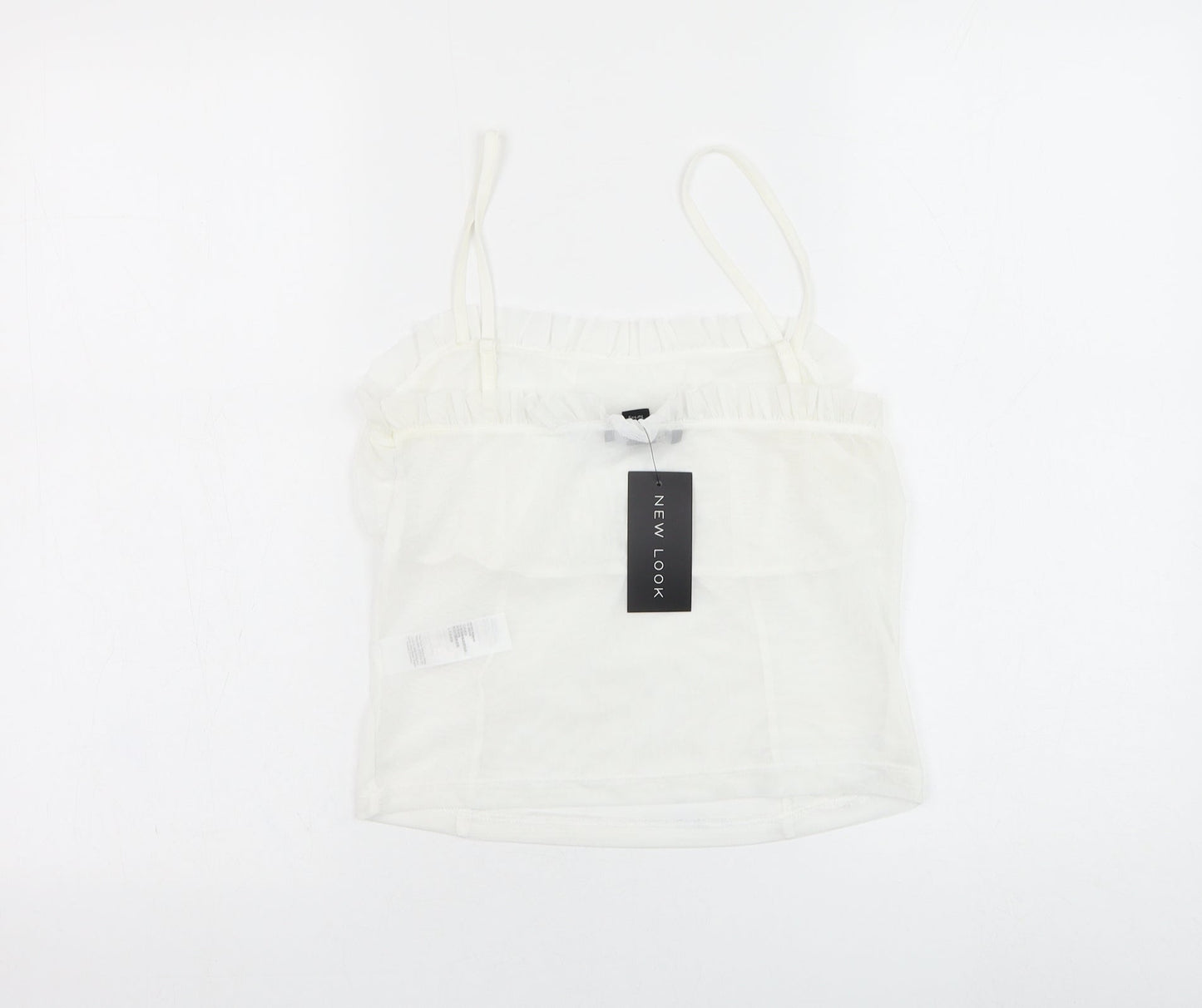 New Look Womens White  Polyester Cropped Tank Size 14 Square Neck