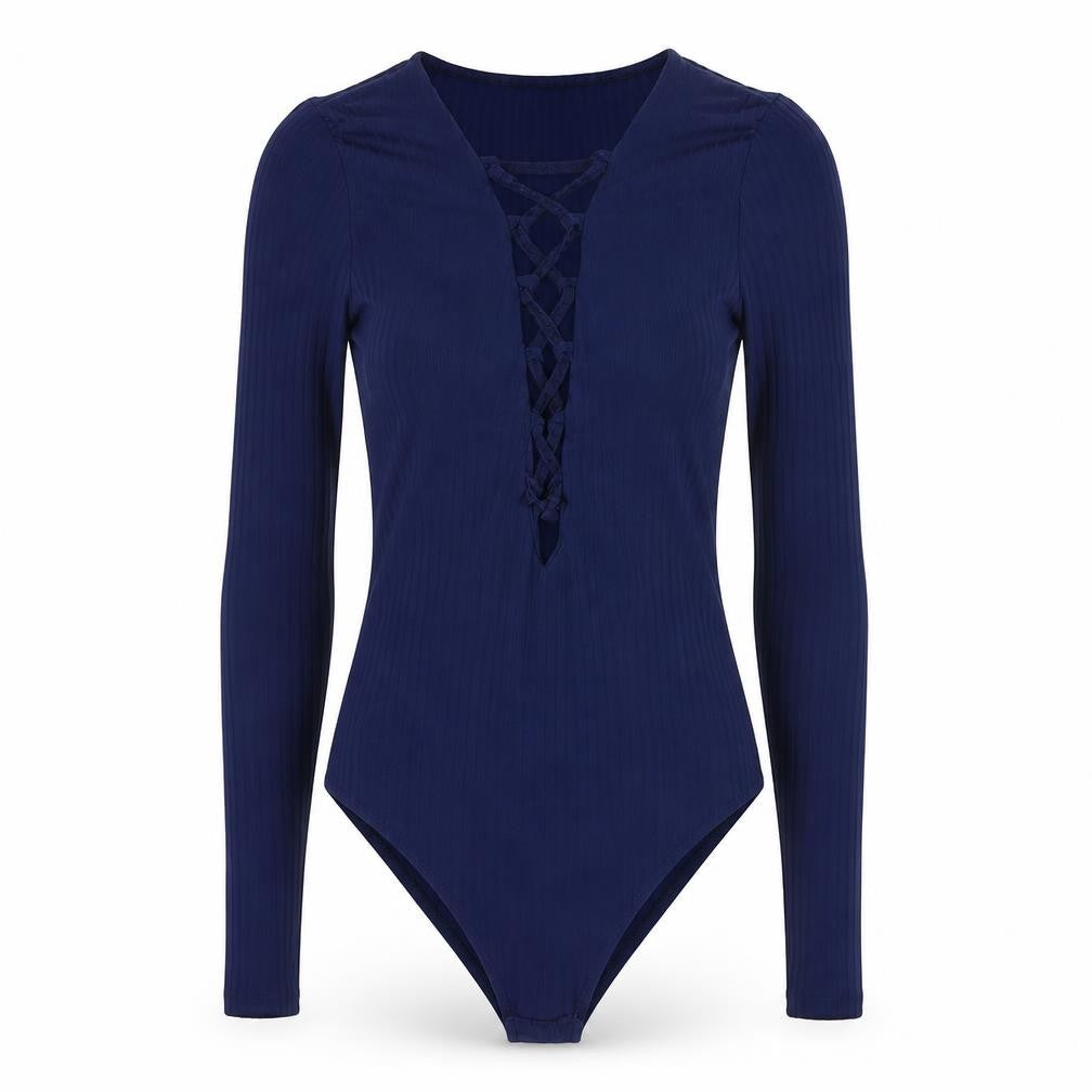 Missguided Womens Blue  Polyester Bodysuit One-Piece Size 10  Hook & Loop