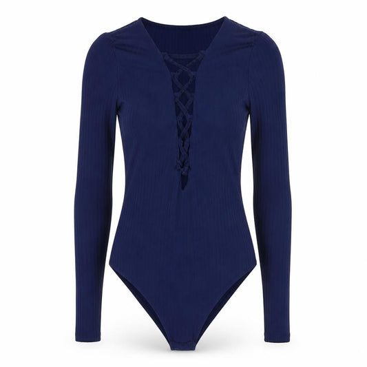 Missguided Womens Blue  Polyester Bodysuit One-Piece Size 10  Hook & Loop