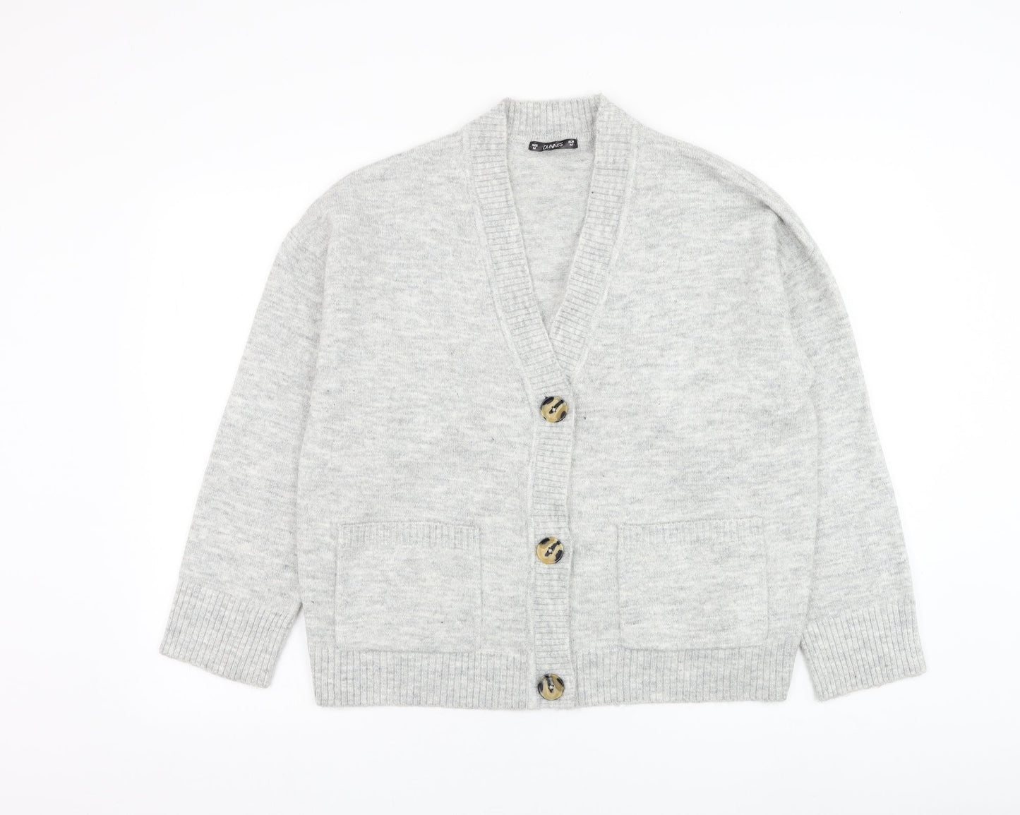 Dunnes Stores Womens Grey V-Neck  Acrylic Cardigan Jumper Size M