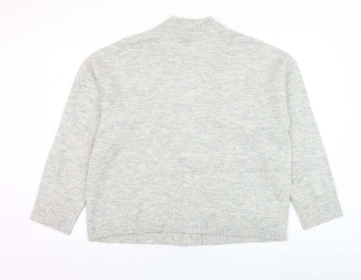 Dunnes Stores Womens Grey V-Neck  Acrylic Cardigan Jumper Size M
