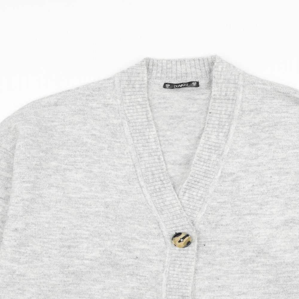 Dunnes Stores Womens Grey V-Neck  Acrylic Cardigan Jumper Size M