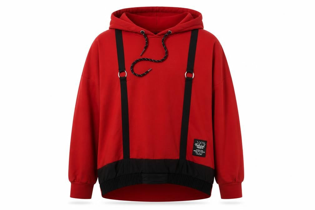 Studio Mens Red  Cotton Pullover Hoodie Size L
