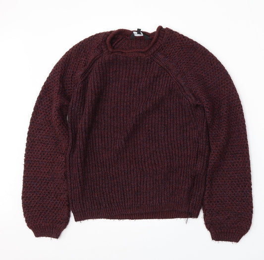 New Look Womens Red Round Neck  Acrylic Pullover Jumper Size 8