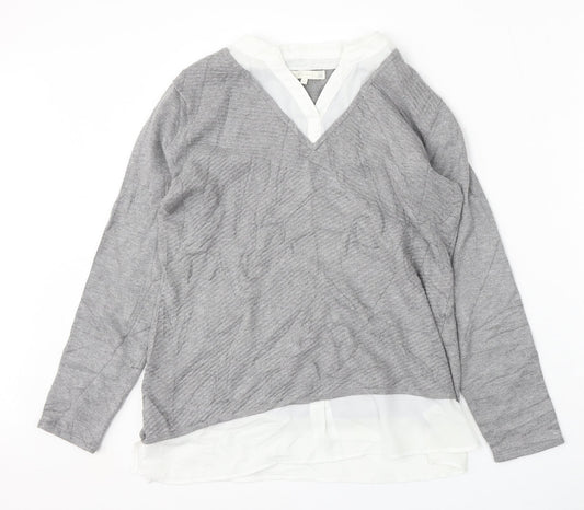 Lakeland Womens Grey V-Neck  Viscose Pullover Jumper Size 12