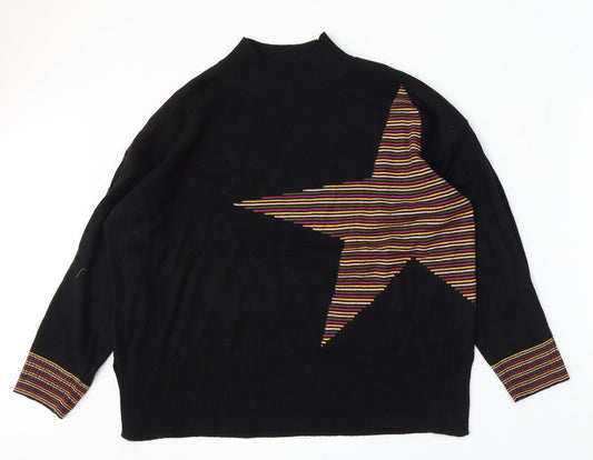 NEXT Womens Black Round Neck  Acrylic Pullover Jumper Size L