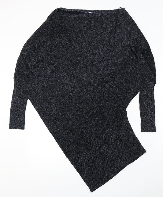 Zara Womens Blue Round Neck  Viscose Pullover Jumper Size S