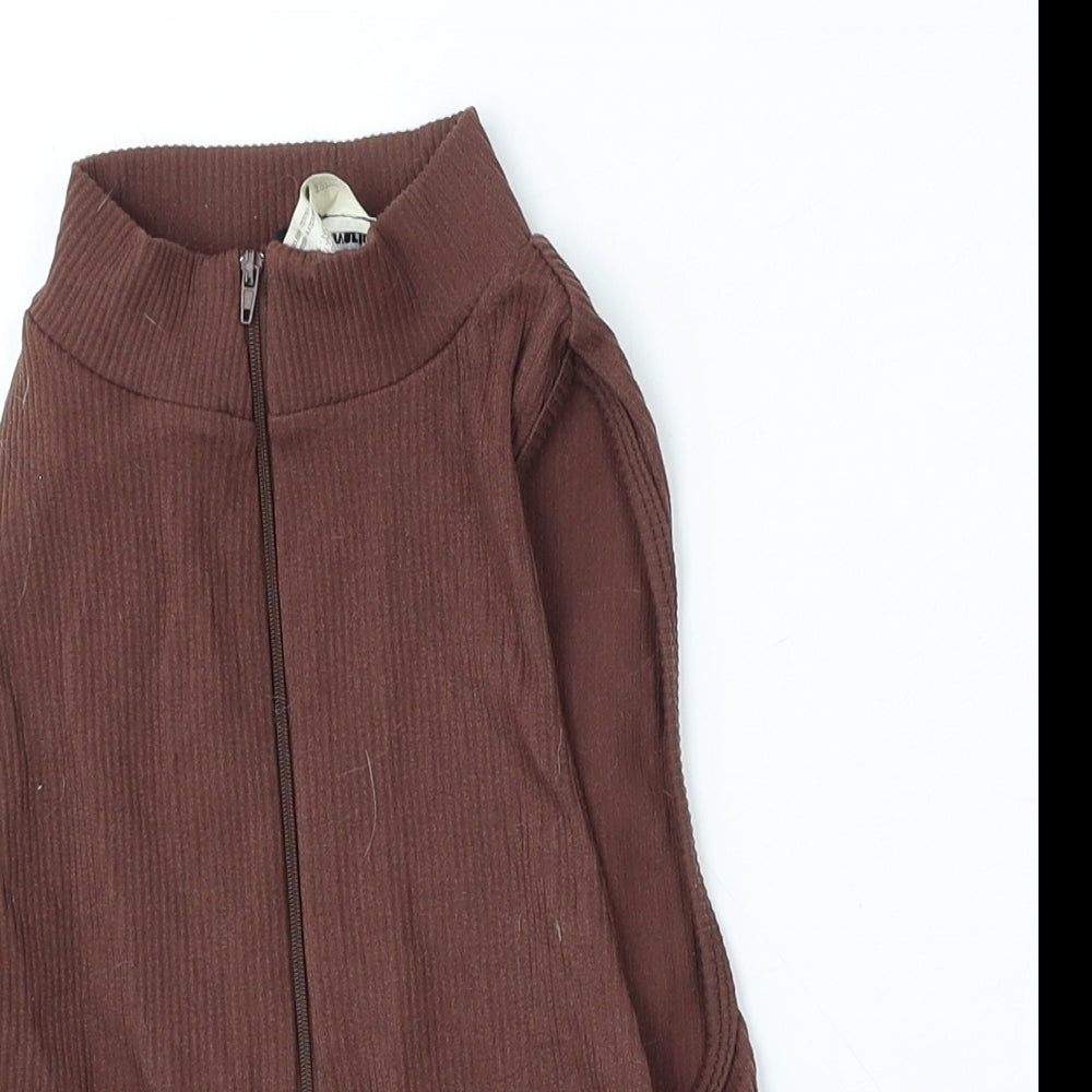 Stradivarius Womens Brown Round Neck  Nylon Vest Jumper Size L