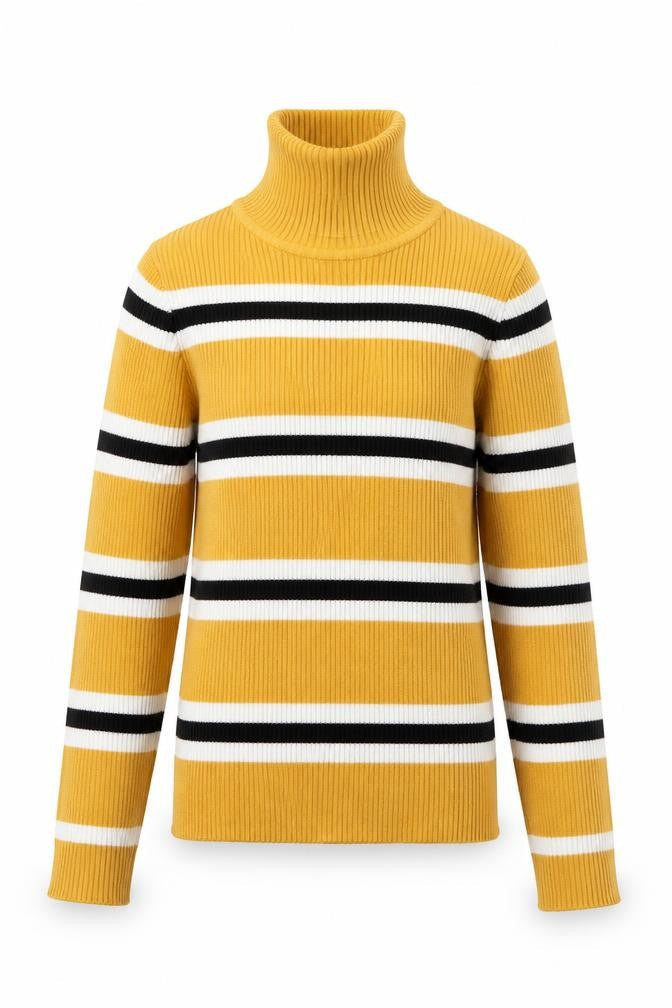 Primark Girls Multicoloured High Neck Striped Viscose Pullover Jumper Size 8-9 Years