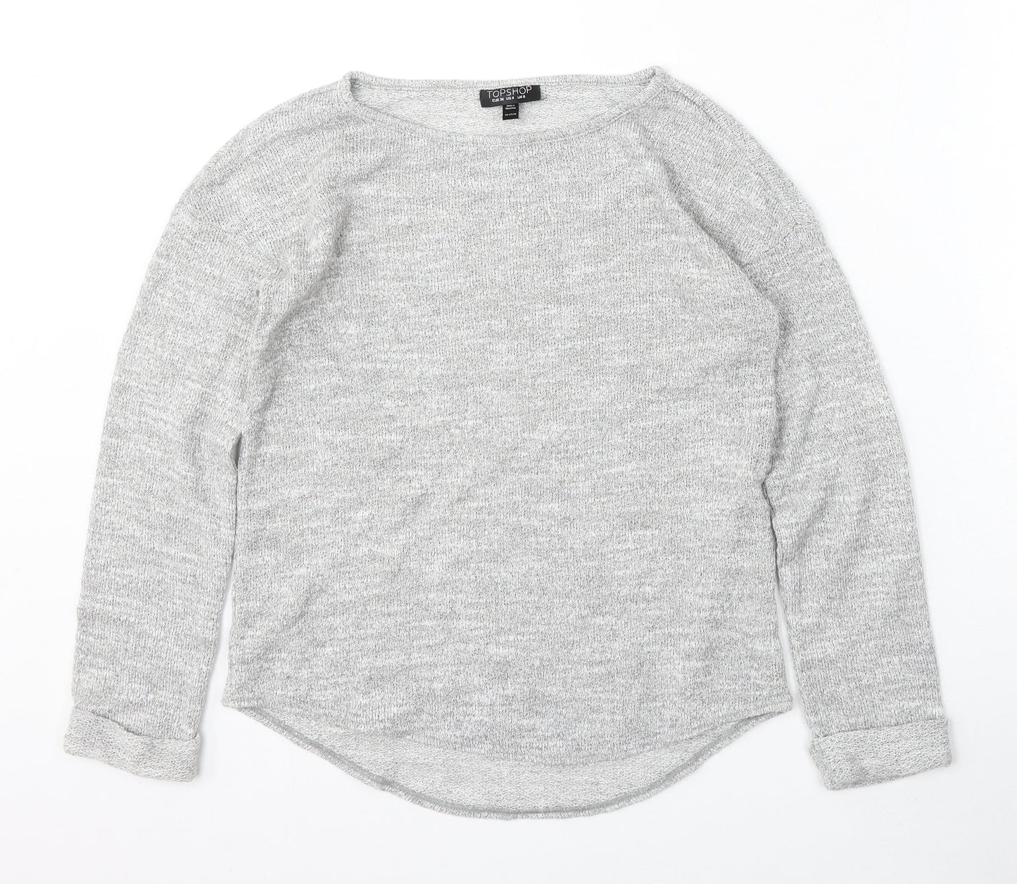 Topshop Womens Grey Round Neck  Polyester Pullover Jumper Size 8