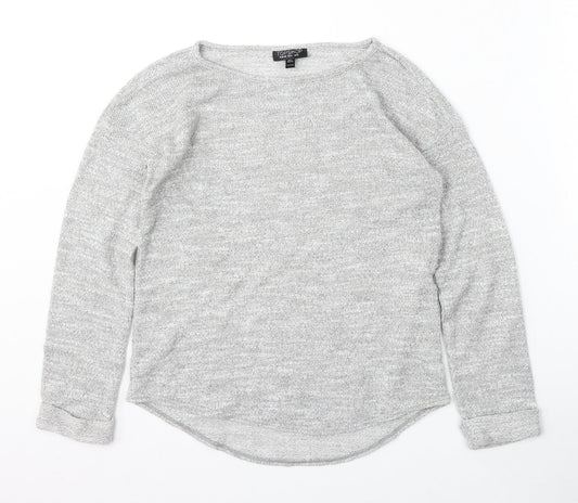 Topshop Womens Grey Round Neck  Polyester Pullover Jumper Size 8
