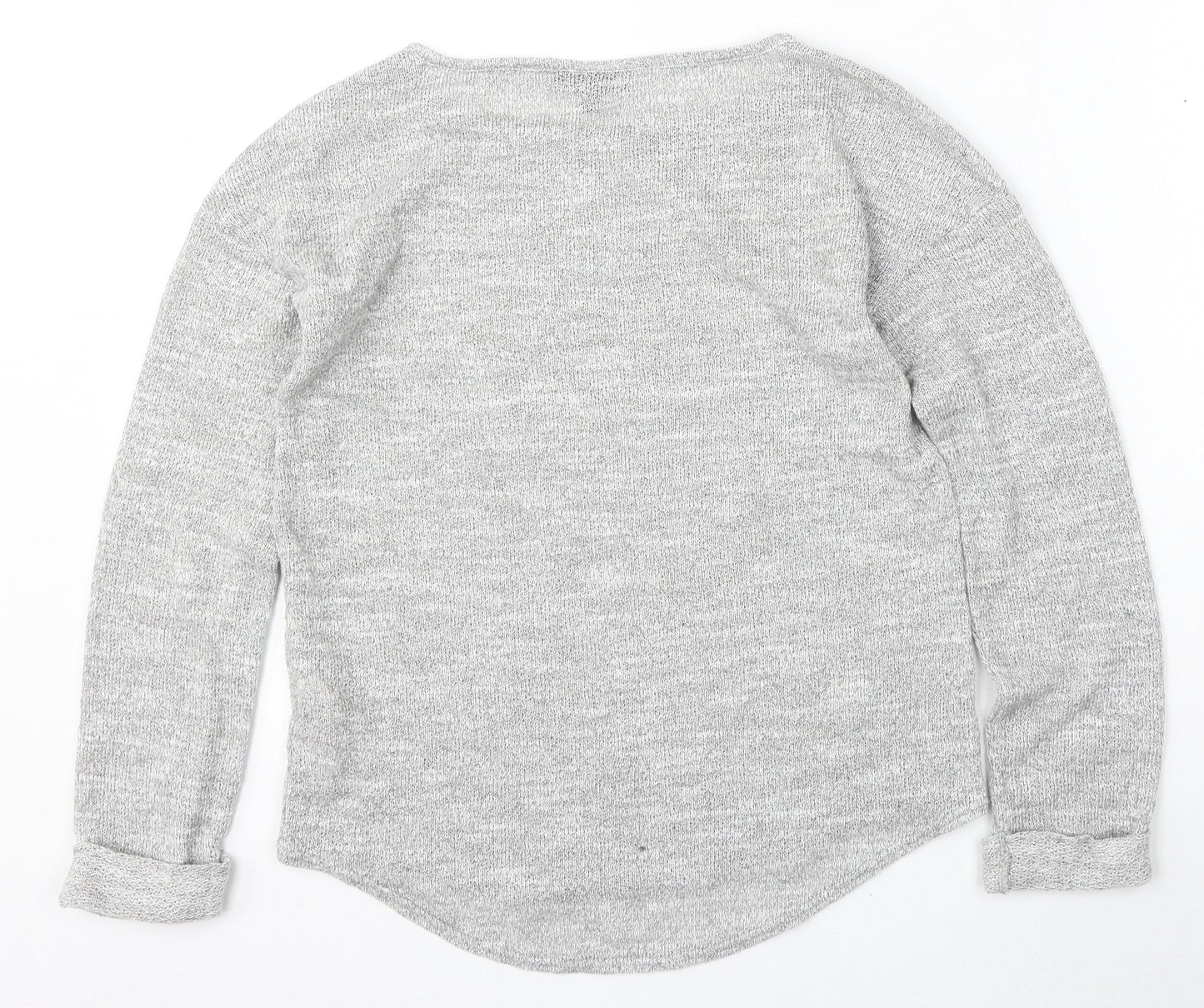 Topshop Womens Grey Round Neck  Polyester Pullover Jumper Size 8