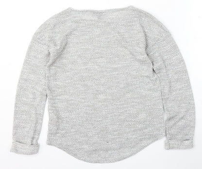 Topshop Womens Grey Round Neck  Polyester Pullover Jumper Size 8