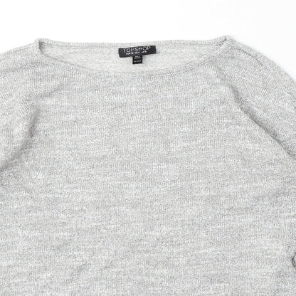 Topshop Womens Grey Round Neck  Polyester Pullover Jumper Size 8