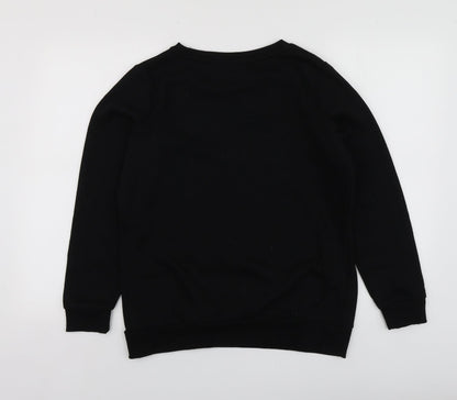 Preloved F&F Womens Black Geometric Polyester Pullover Hoodie Size 10 - Back