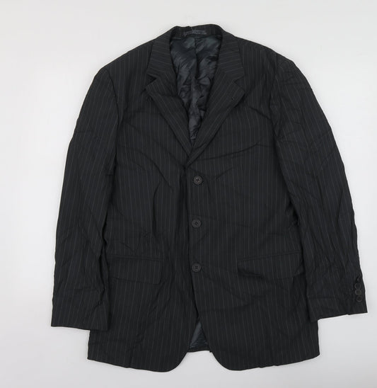 Butlera and Webb Mens Grey Striped Polyester Jacket Suit Jacket Size 38