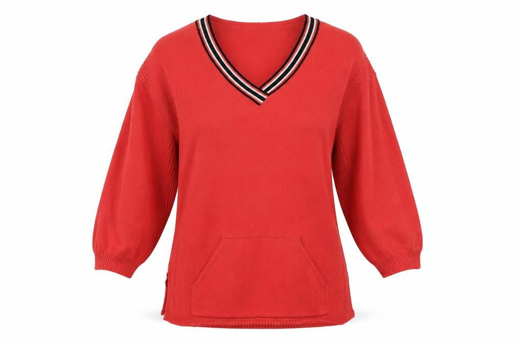 Afibel Womens Orange V-Neck  Acrylic Pullover Jumper Size 14