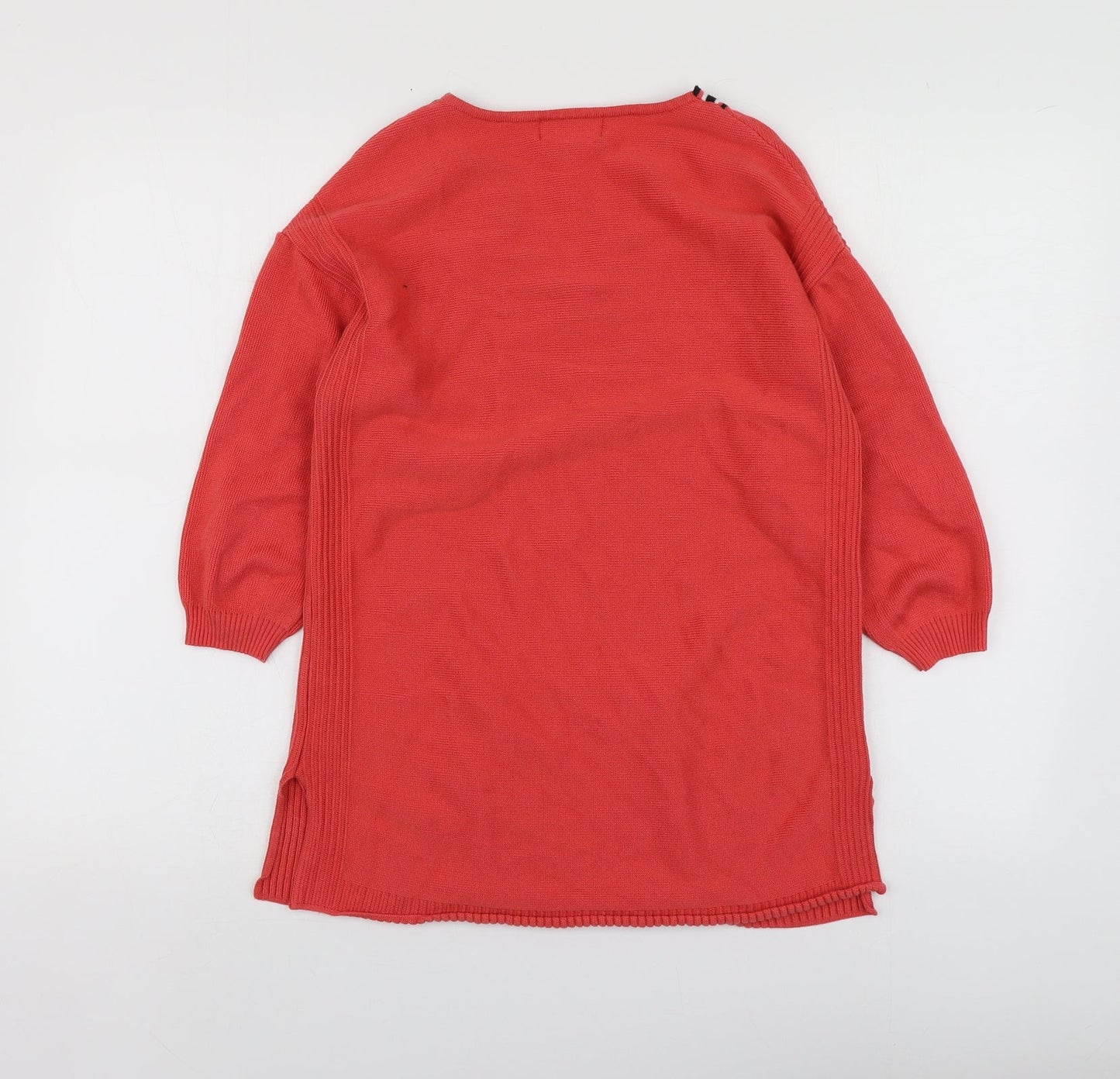 Afibel Womens Orange V-Neck  Acrylic Pullover Jumper Size 14