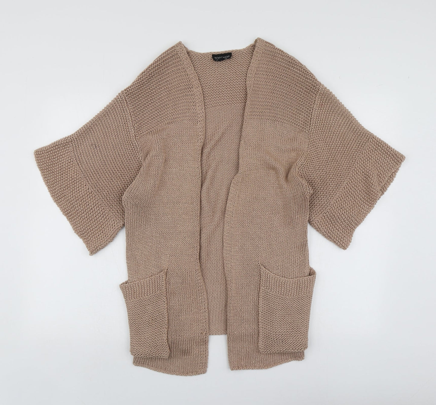 Topshop Womens Beige V-Neck  Acrylic Cardigan Jumper Size 8