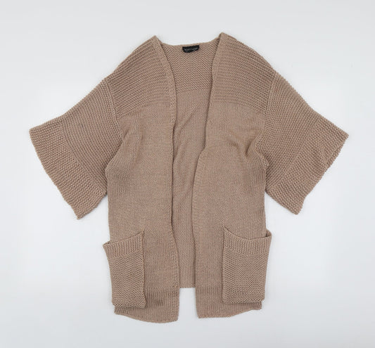 Topshop Womens Beige V-Neck  Acrylic Cardigan Jumper Size 8