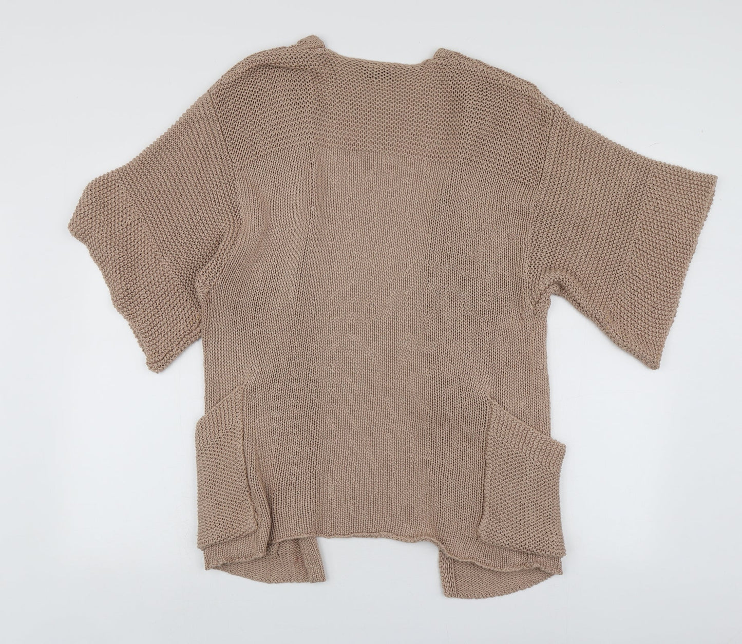 Topshop Womens Beige V-Neck  Acrylic Cardigan Jumper Size 8