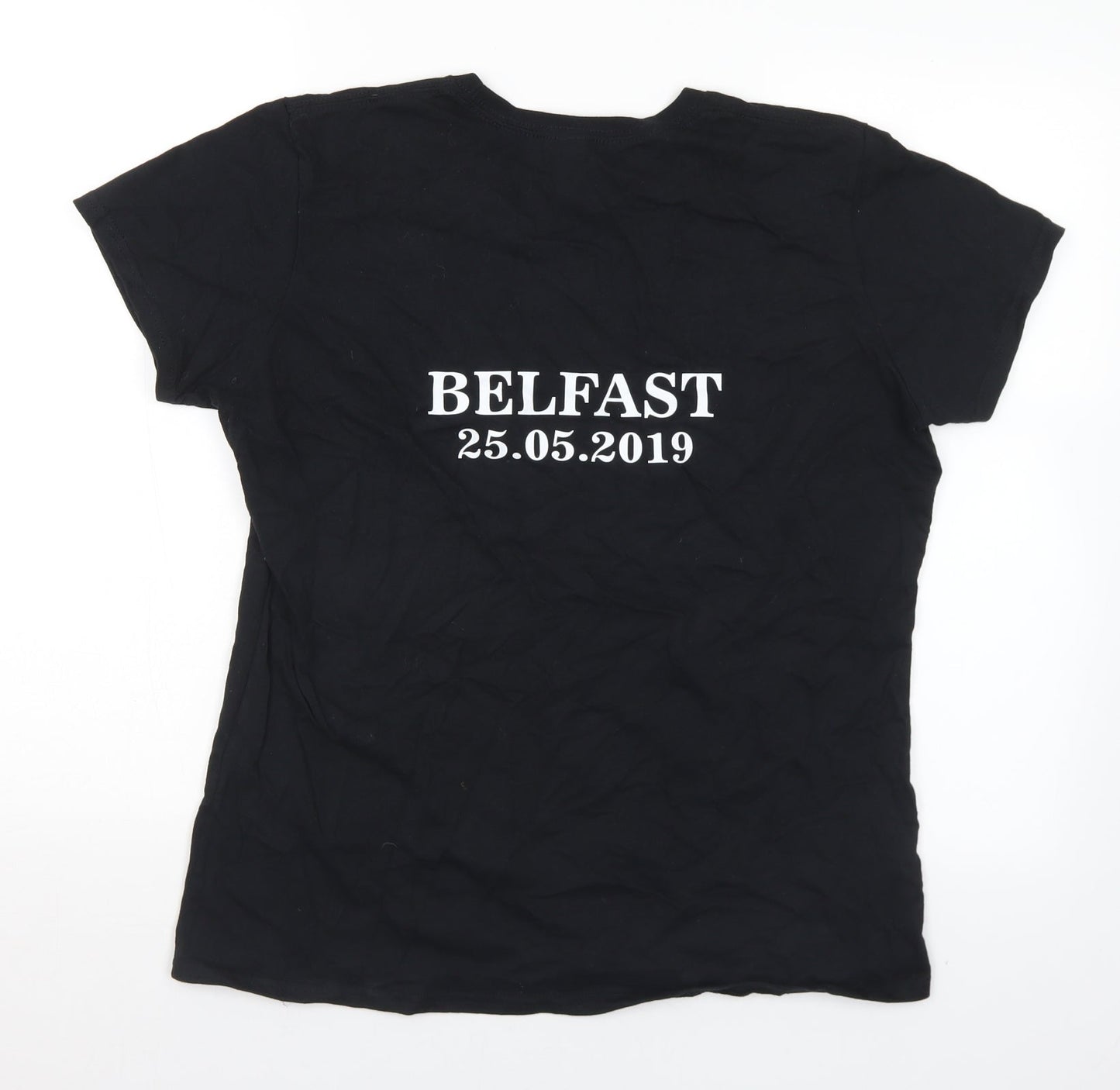 Gildan Womens Black  Cotton Basic T-Shirt Size L Crew Neck - Westlife