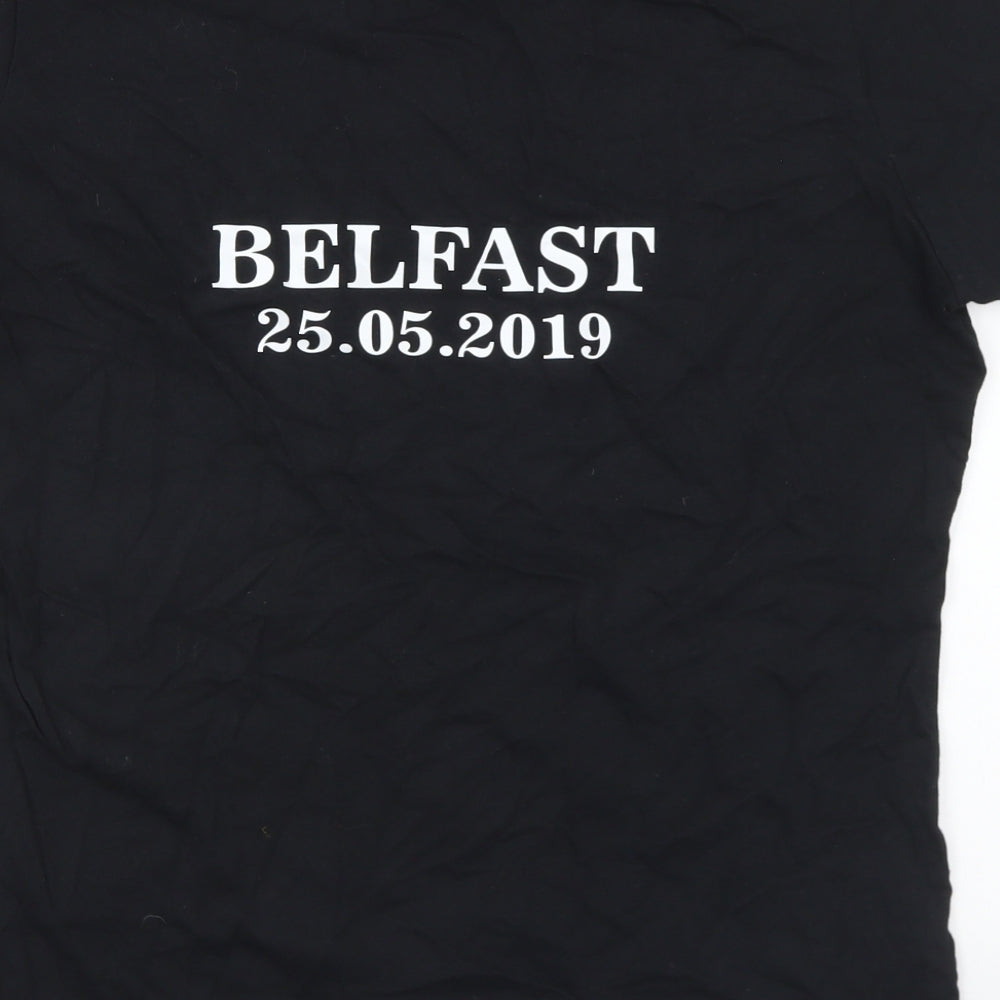 Gildan Womens Black  Cotton Basic T-Shirt Size L Crew Neck - Westlife