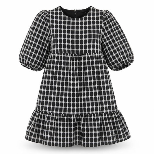 New Look Womens Black Check Polyester A-Line  Size 10  Round Neck