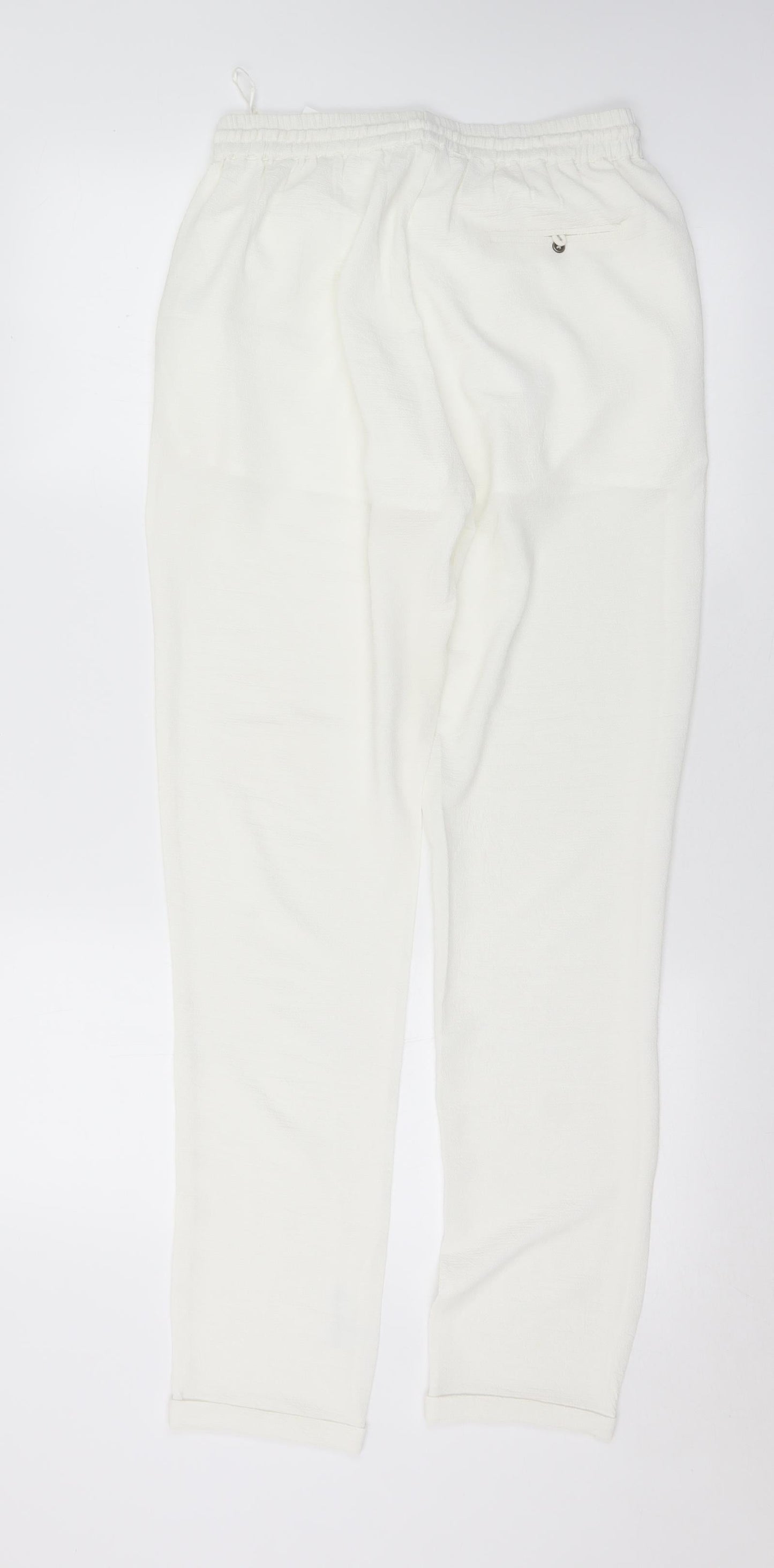 Glamorous Womens White  Polyester Harem Trousers Size 8 L31 in Regular Drawstring