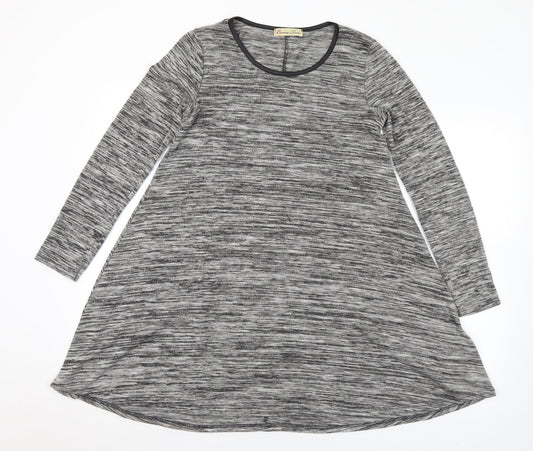 Cameo Womens Grey Round Neck  Polyester Tunic Jumper Size 10