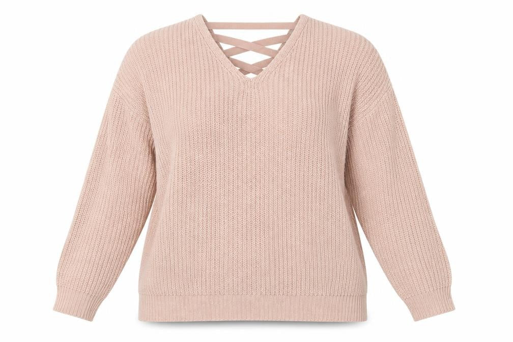 Peacocks Womens Pink V-Neck  Acrylic Pullover Jumper Size S
