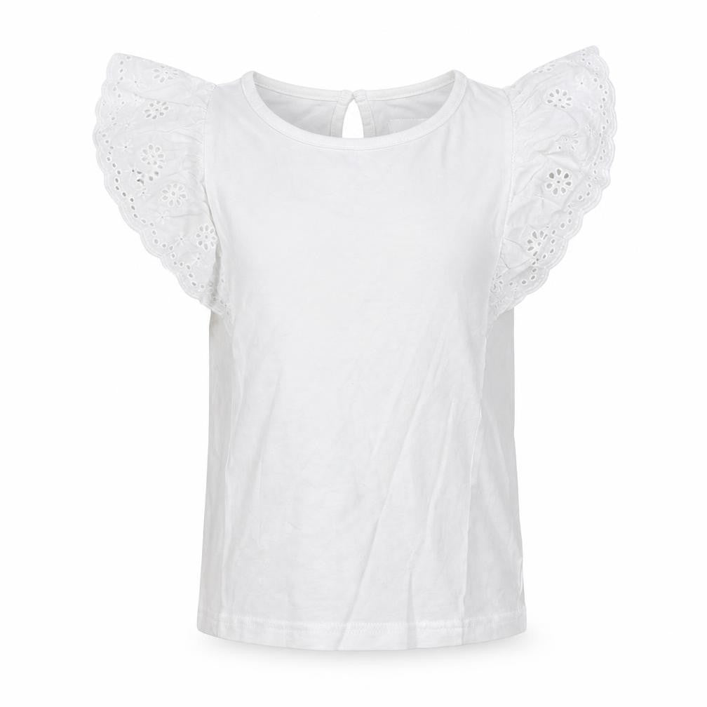 Jeff & Co Girls White  100% Cotton Basic Blouse Size 7-8 Years Boat Neck Button