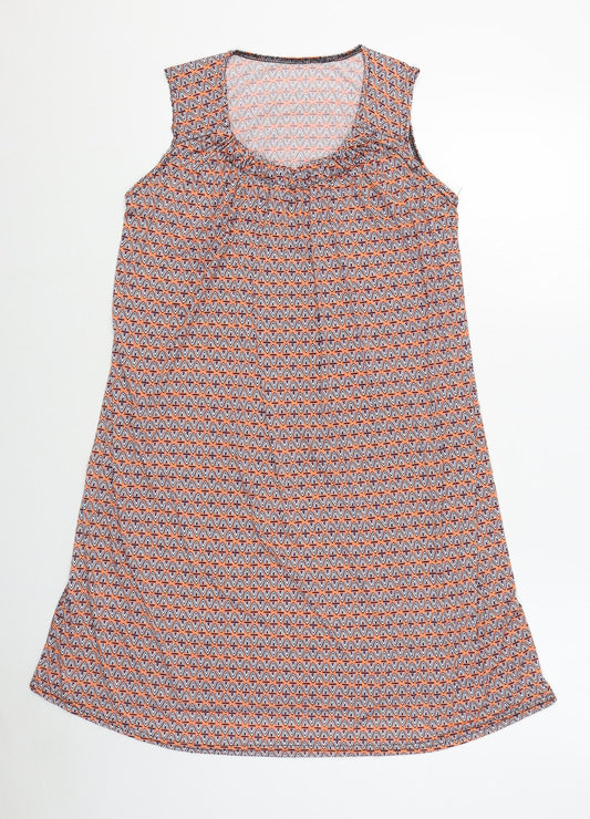 Preworn Womens Orange Geometric Polyester Tunic Tank Size M Scoop Neck