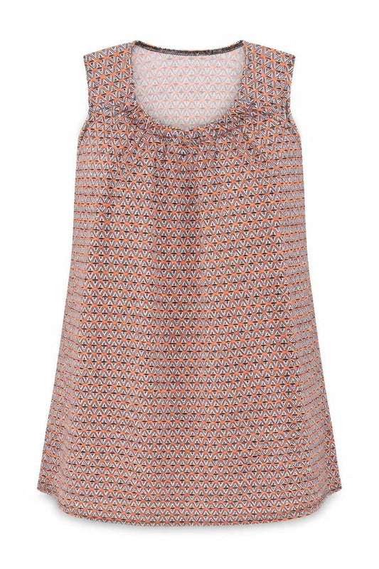 Preworn Womens Orange Geometric Polyester Tunic Tank Size M Scoop Neck