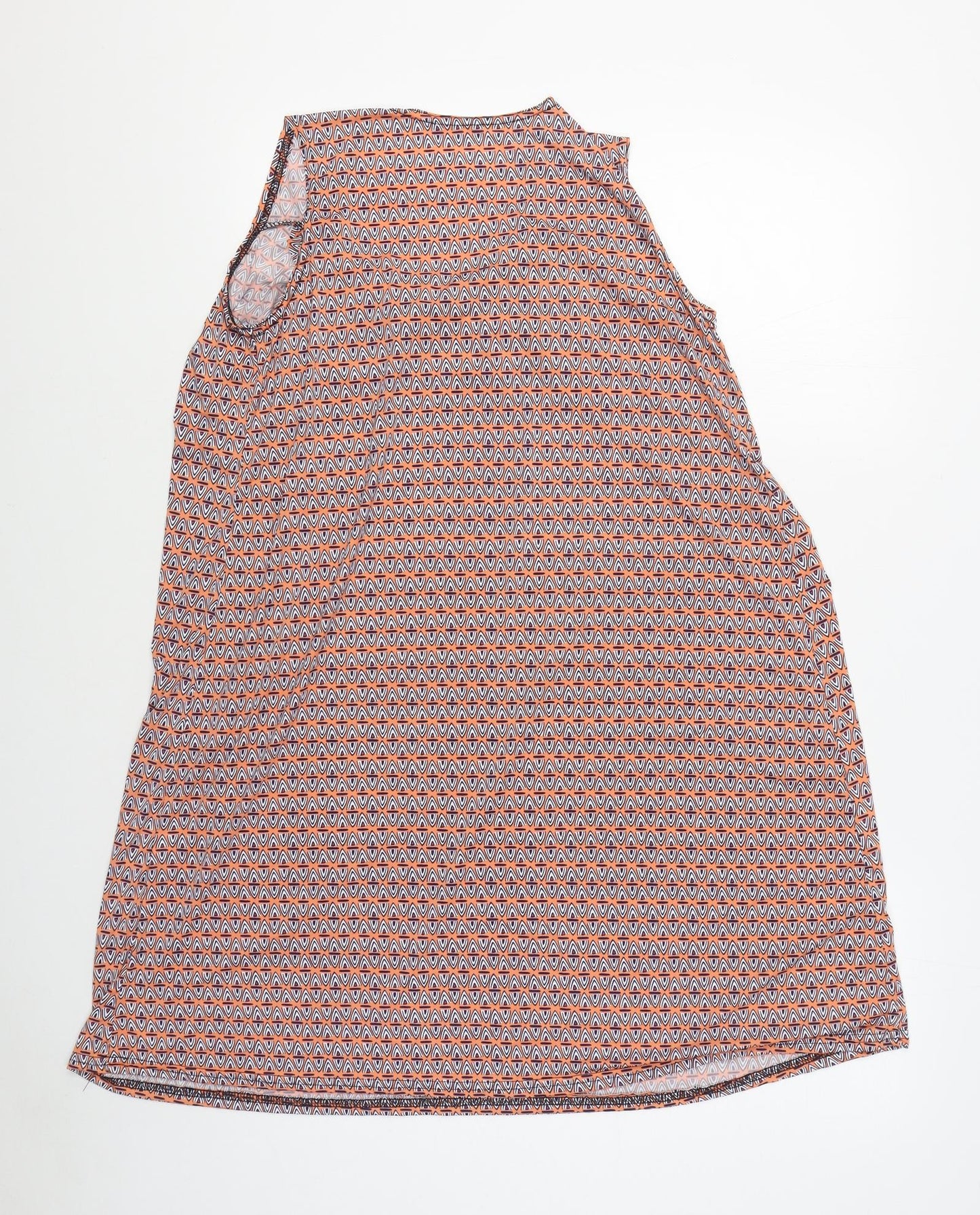 Preworn Womens Orange Geometric Polyester Tunic Tank Size M Scoop Neck