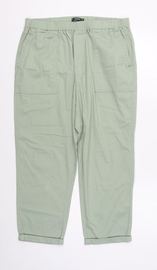 Dunnes Stores Womens Green  Cotton Cargo Trousers Size L L25 in Regular