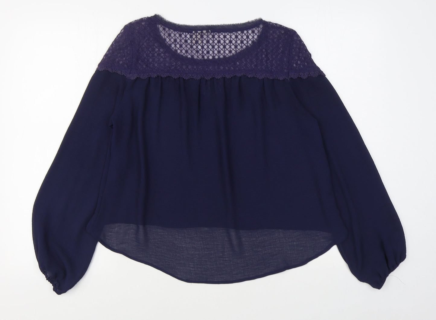 H&M Womens Blue  Polyester Basic Blouse Size 8 Boat Neck