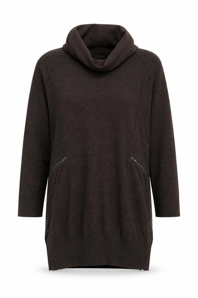 RR John Rooha Womens Brown Cowl Neck  Cotton Pullover Jumper Size 8
