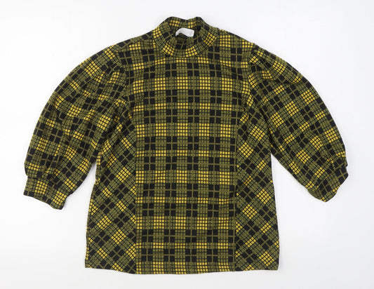 Savida Womens Yellow Plaid Polyester Pullover Sweatshirt Size M  Pullover
