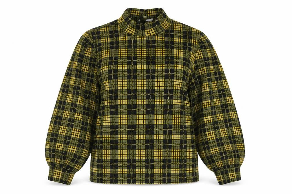 Savida Womens Yellow Plaid Polyester Pullover Sweatshirt Size M  Pullover