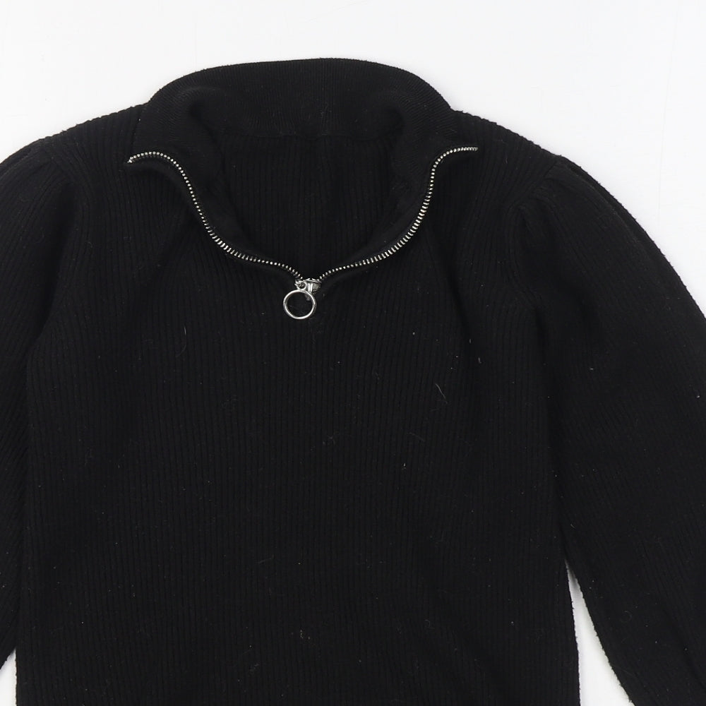 Dunnes Stores Girls Black V-Neck  Polyester Pullover Jumper Size 10-11 Years  Pullover