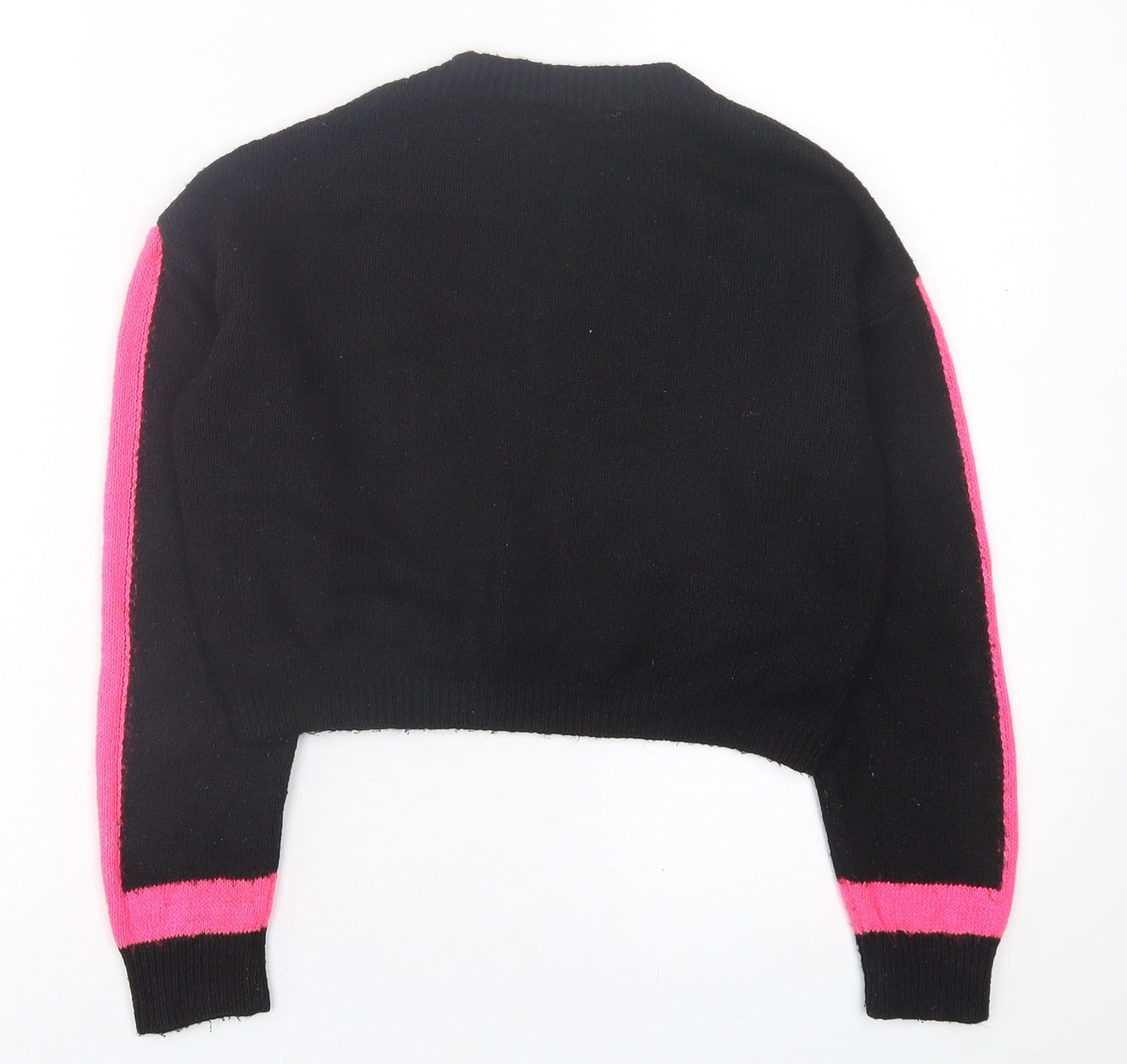 Primark Womens Black Crew Neck  Acrylic Pullover Jumper Size 2XS