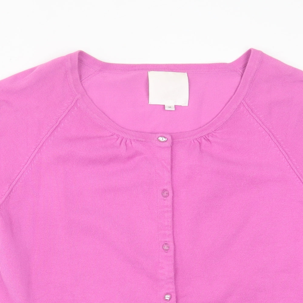 In Wear Womens Pink Crew Neck  Viscose Cardigan Jumper Size M