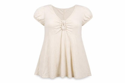 Evans Womens Beige  Viscose Basic T-Shirt Size 12 Scoop Neck