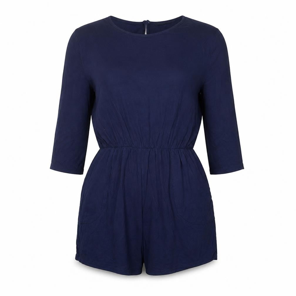 Boohoo Womens Blue  Viscose Playsuit One-Piece Size 8  Button