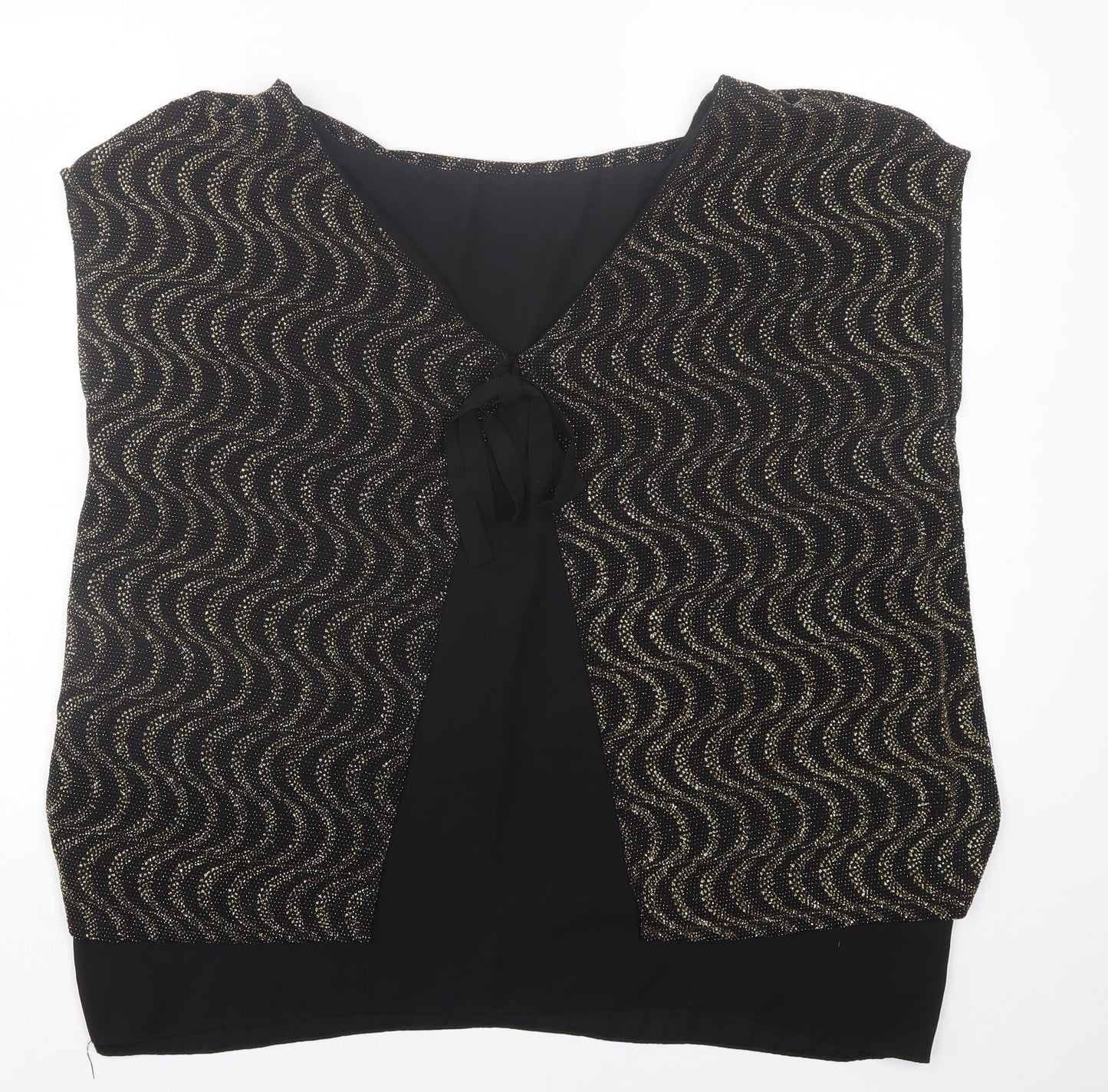 Belle Vere Womens Gold Geometric Polyester Basic T-Shirt Size 22 Crew Neck