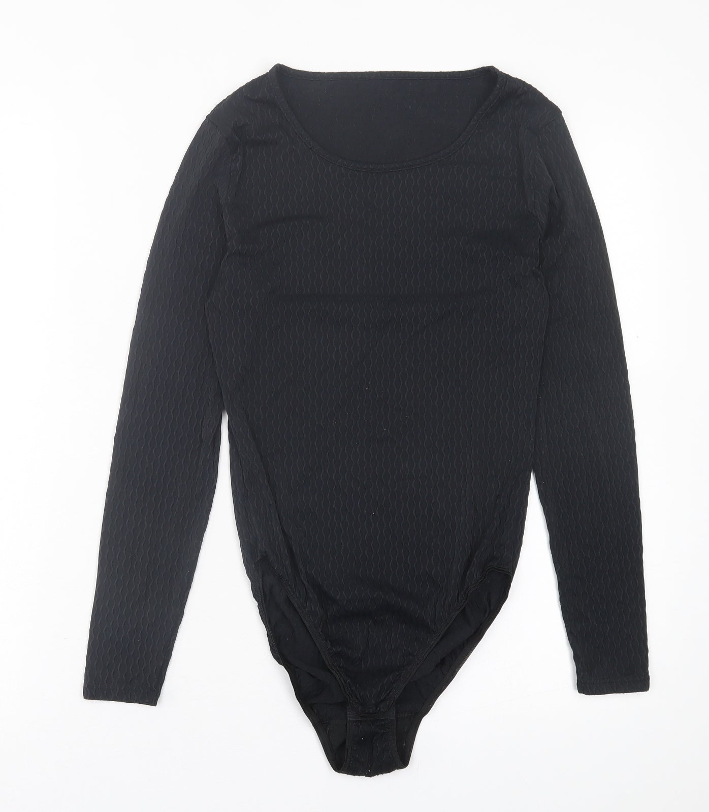 St.Micheal Womens Black  Nylon Bodysuit One-Piece Size 12  Button