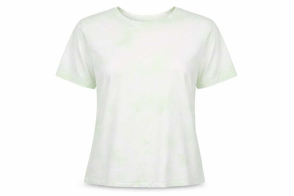 d&co Womens Green Geometric Polyester Basic T-Shirt Size L Crew Neck